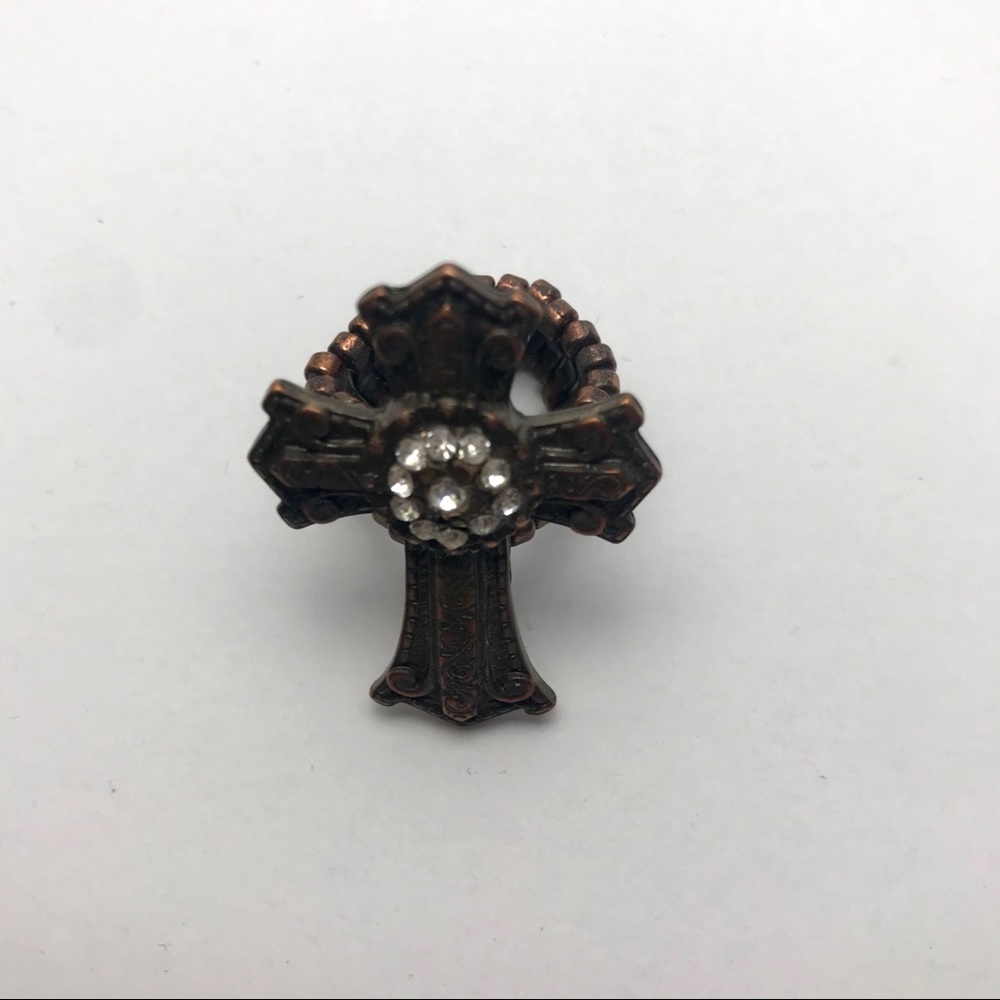 Western Cross Brown Stretch Ring